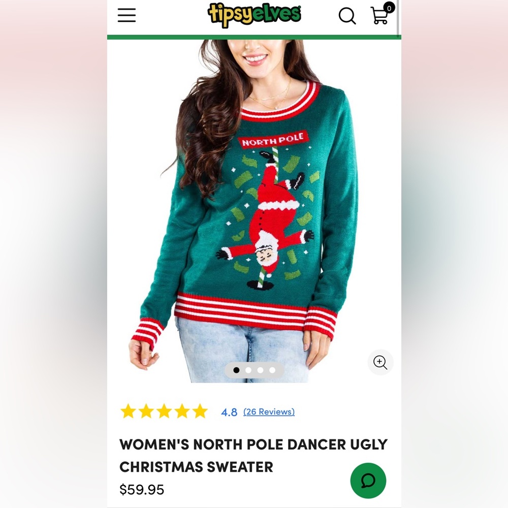 Tipsy Elves Santa Pole Christmas Sweater